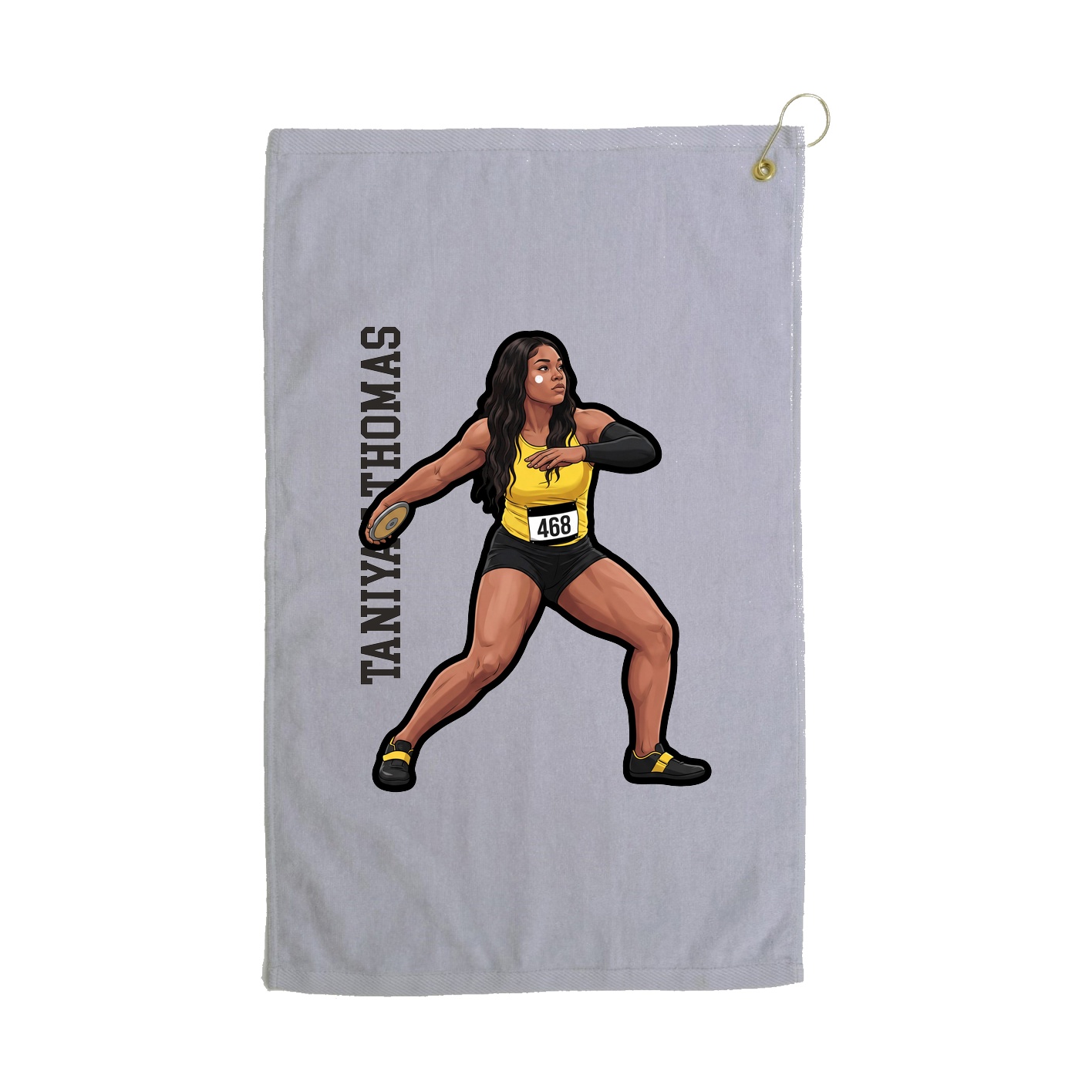Golf Towel — Name Vertical in Grey