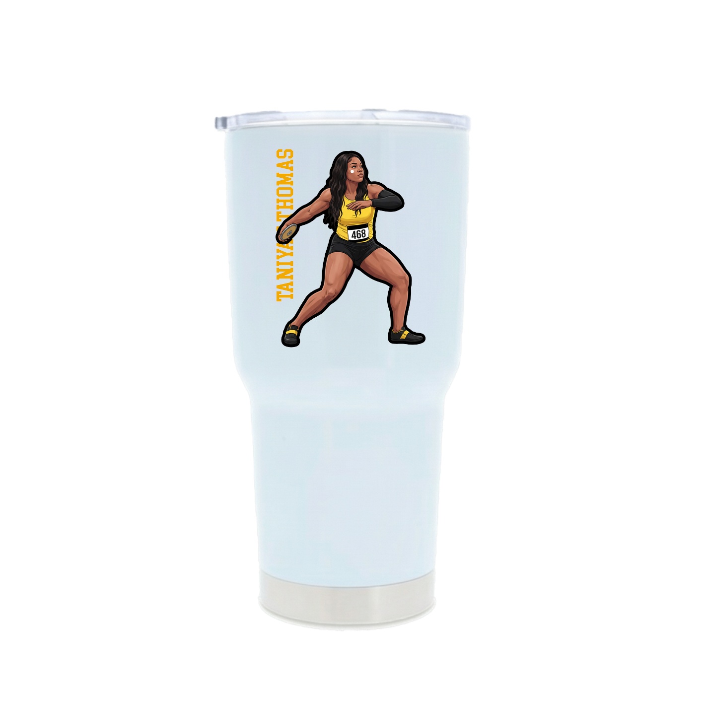 30oz Stainless Steel Tumbler — Name Vertical in White