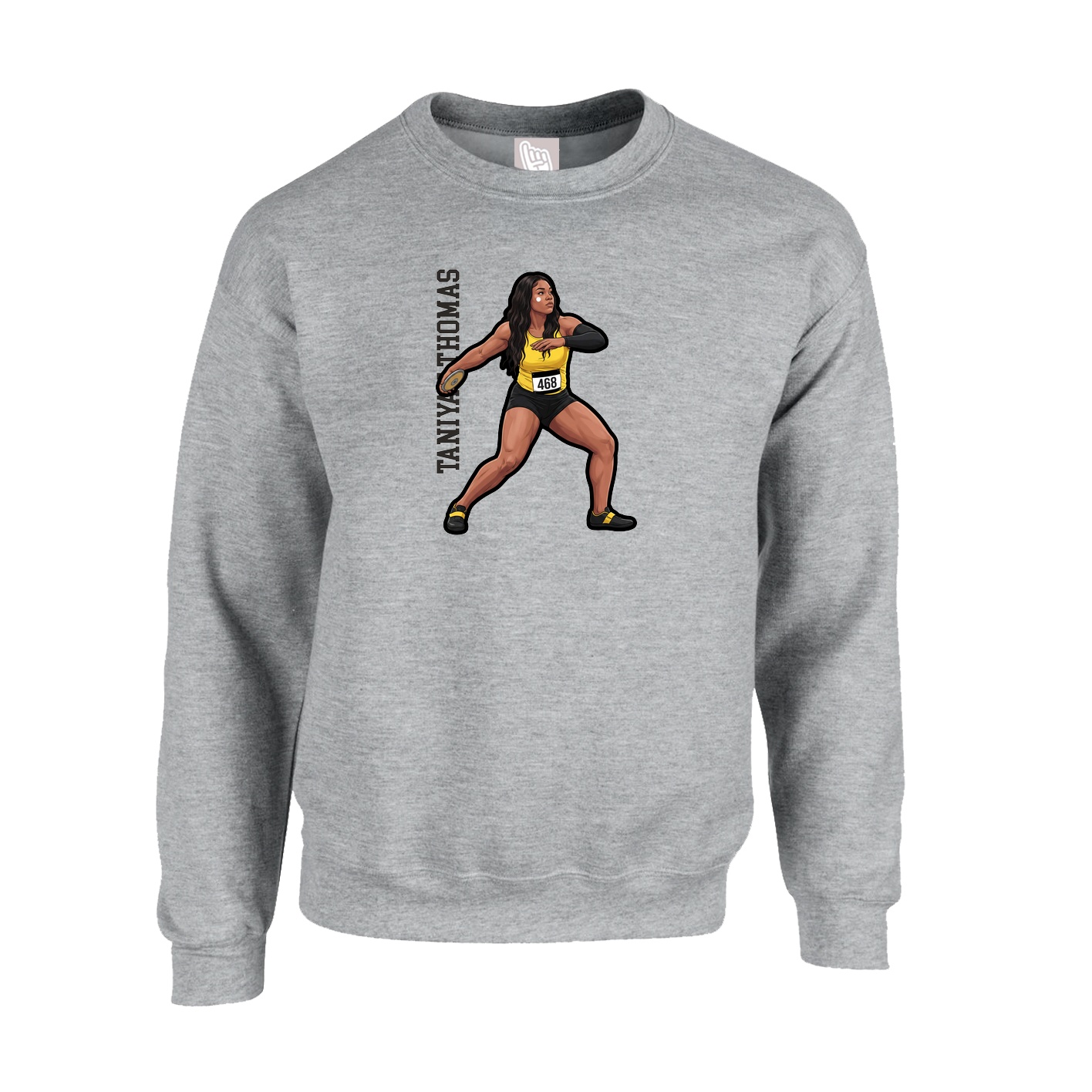 Fleece Crew — Name Vertical in Grey