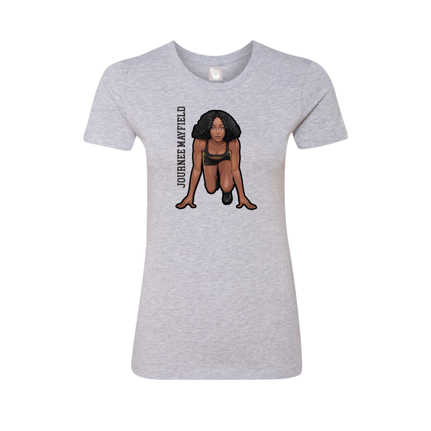 Fitted Women's Tee — Name Vertical in Grey