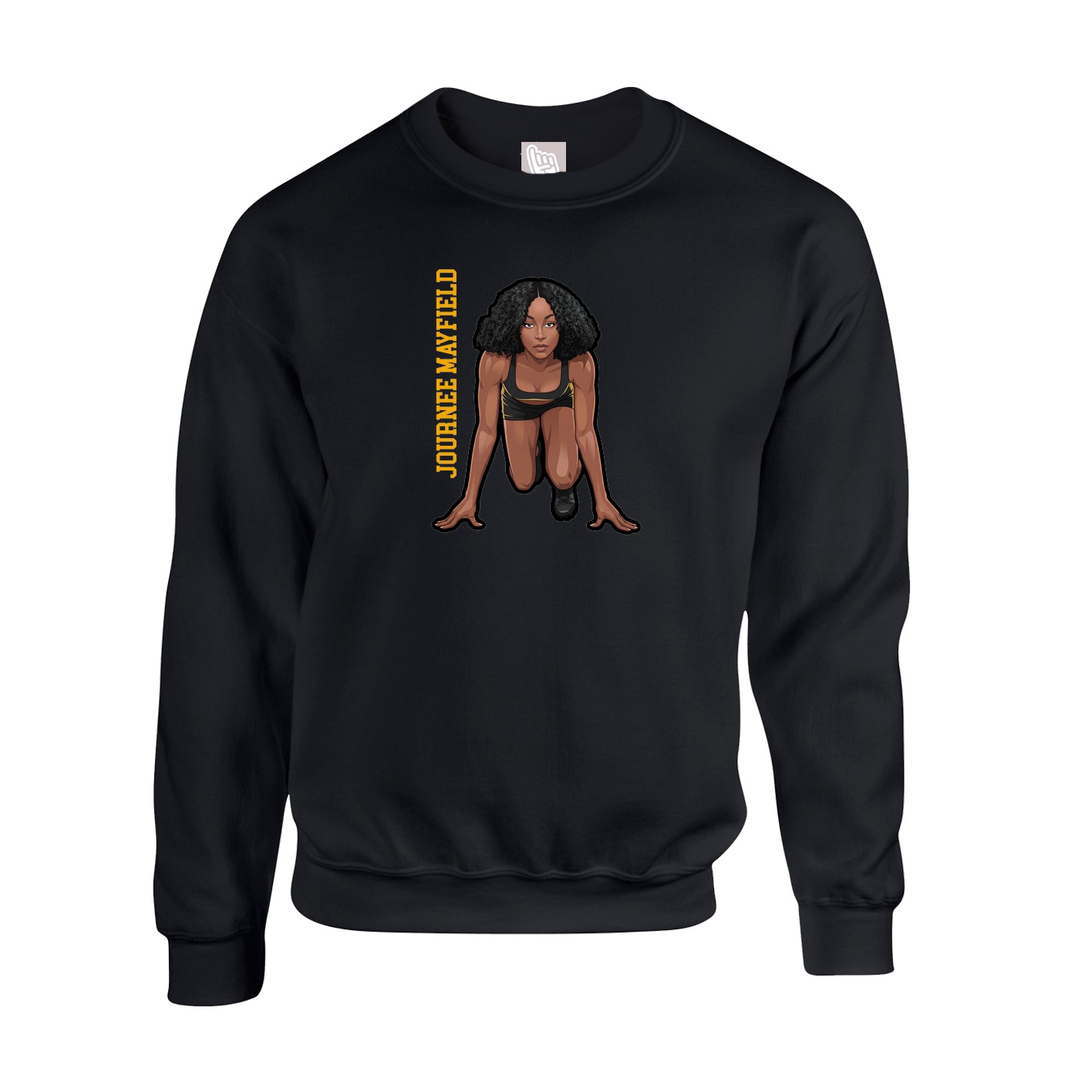Fleece Crew — Name Vertical in Black
