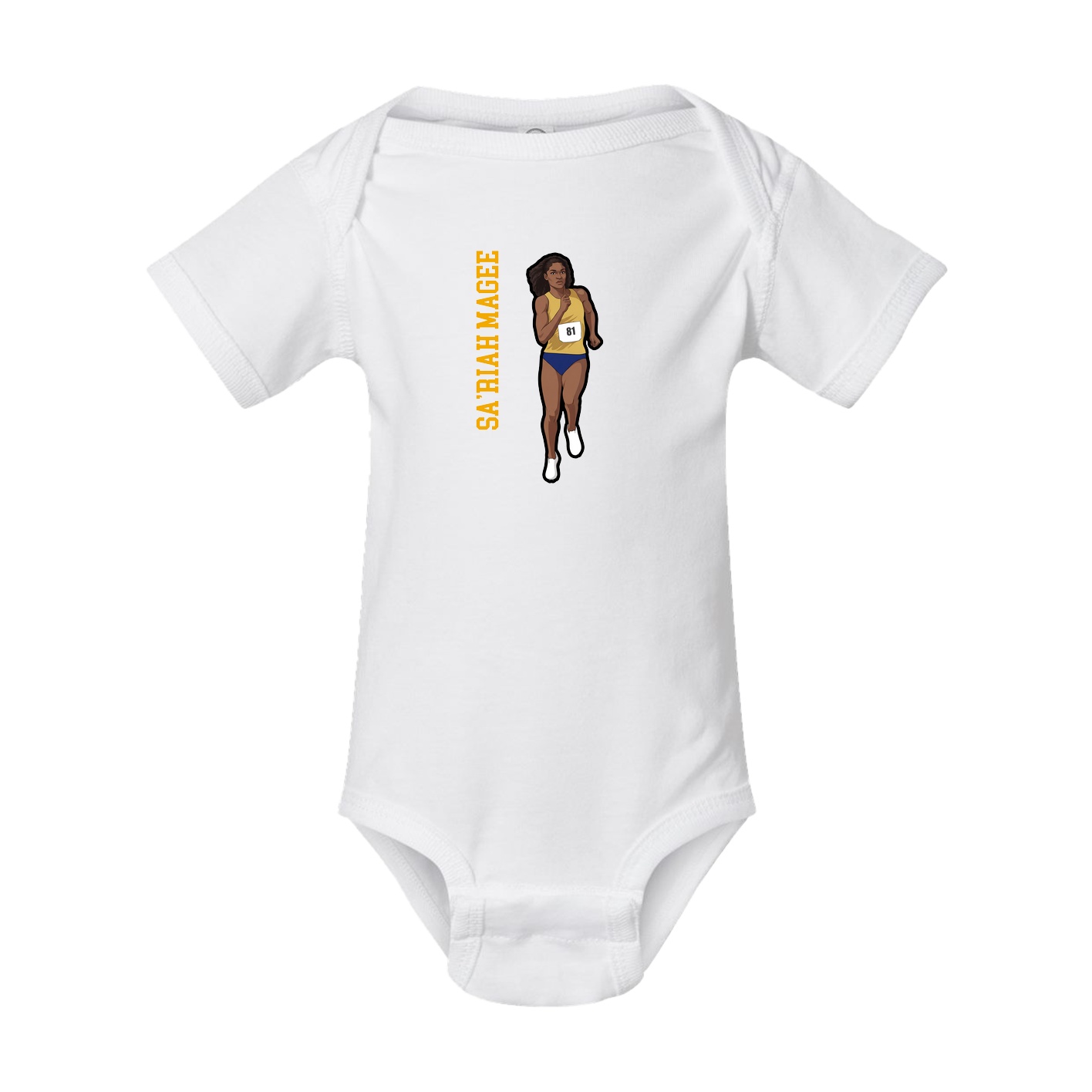 Baby Onesie — Name Vertical in White
