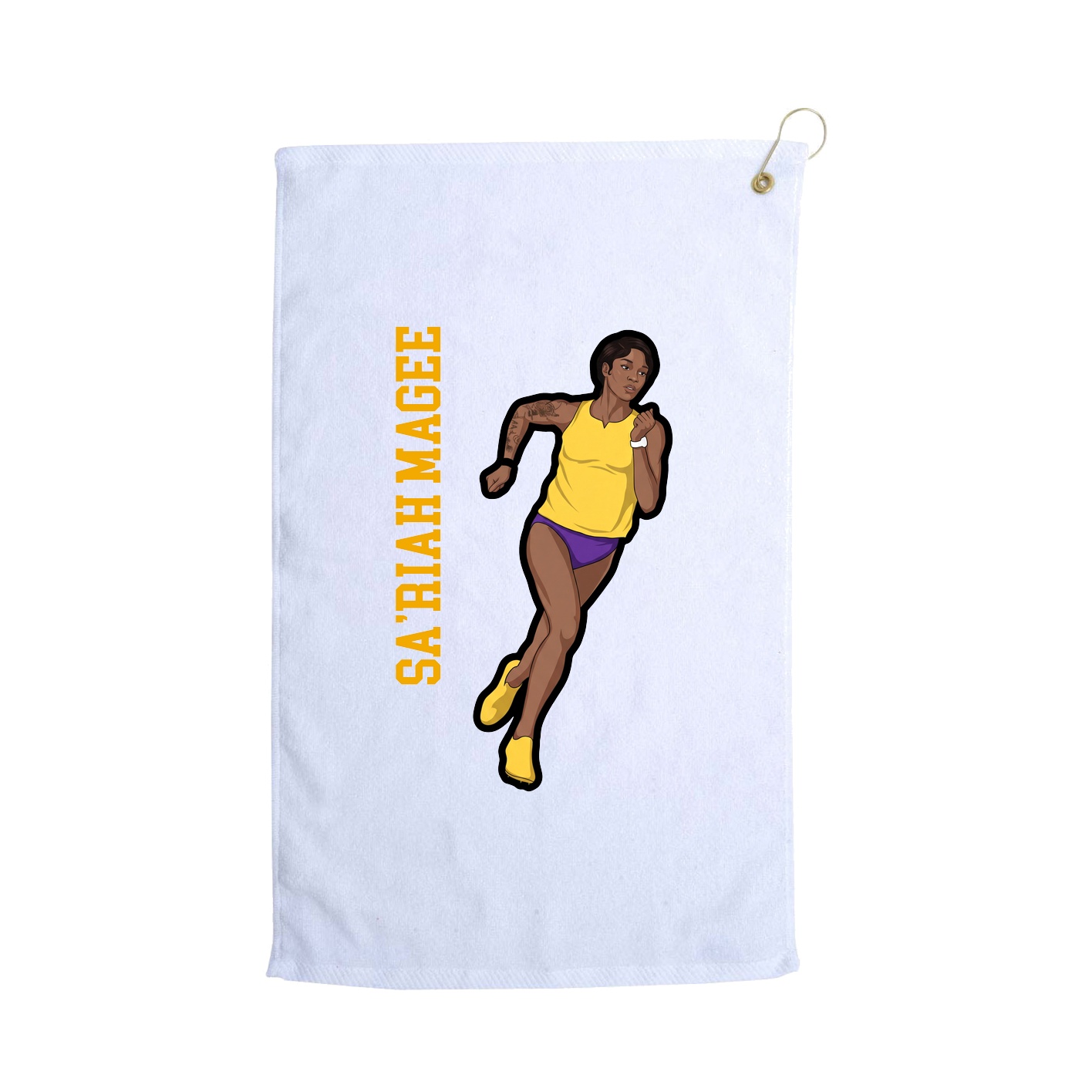Golf Towel — Name Vertical in White
