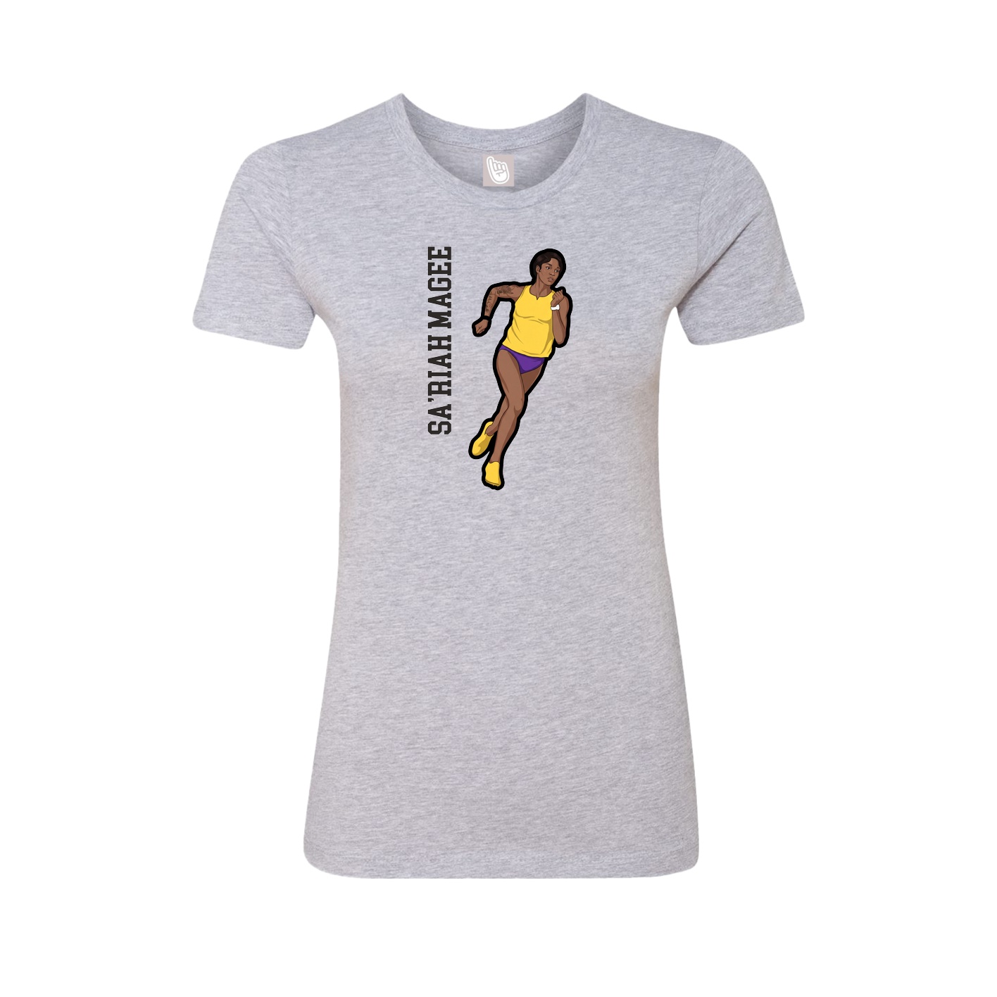 Fitted Women's Tee — Name Vertical in Grey