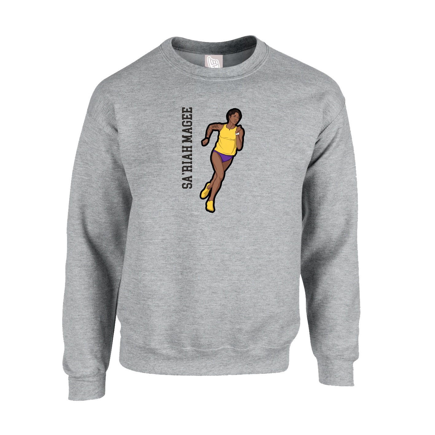 Fleece Crew — Name Vertical in Grey