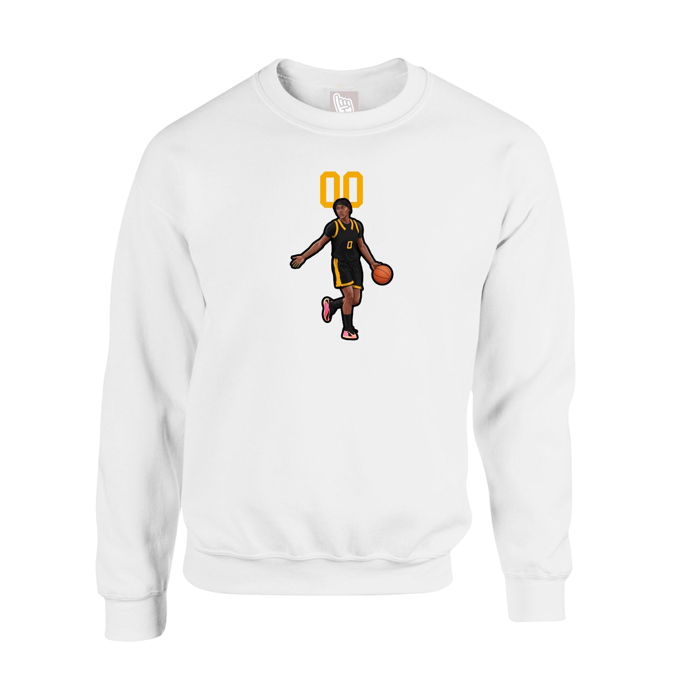 Fleece Crew — Number Top in White