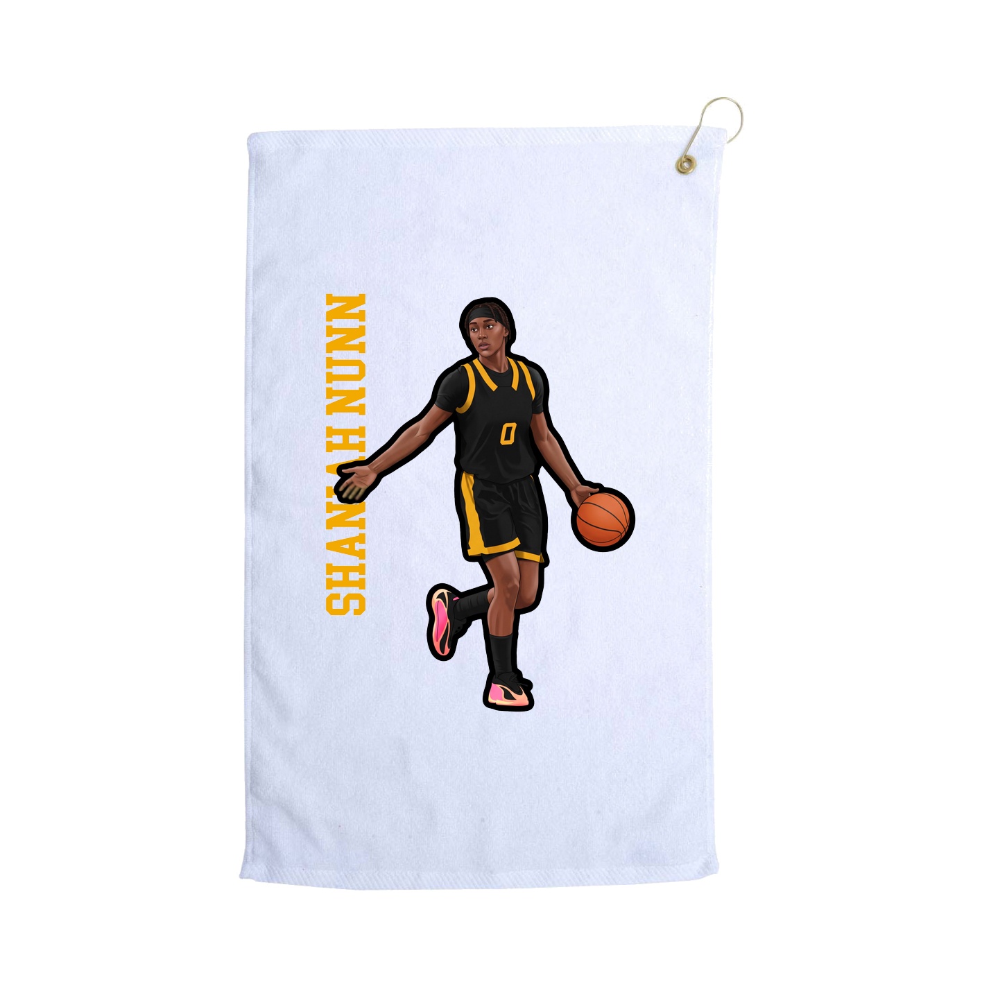 Golf Towel — Name Vertical in White