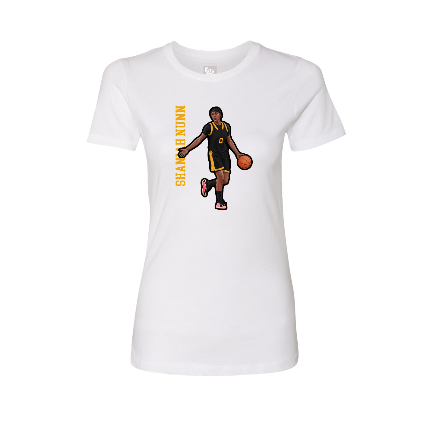 Womens Tee — Name Vertical in White