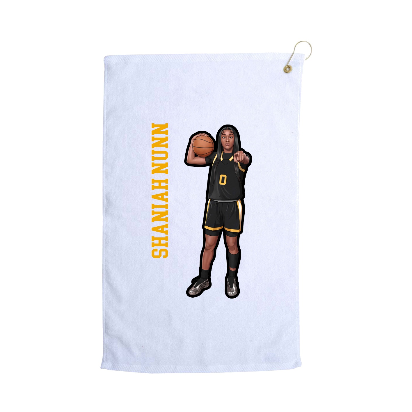 Golf Towel — Name Vertical in White