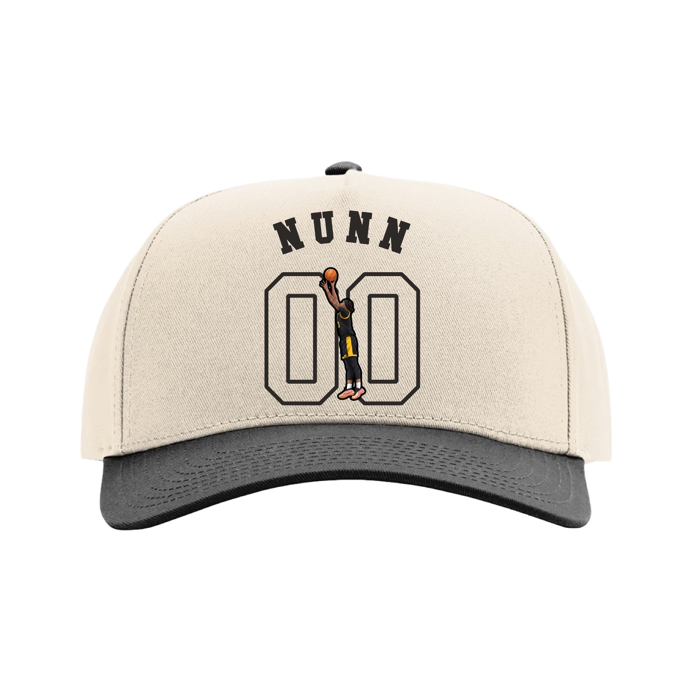 Full Fabric Five-Panel Champ Cap — Shirsey Arch in Cream/Black