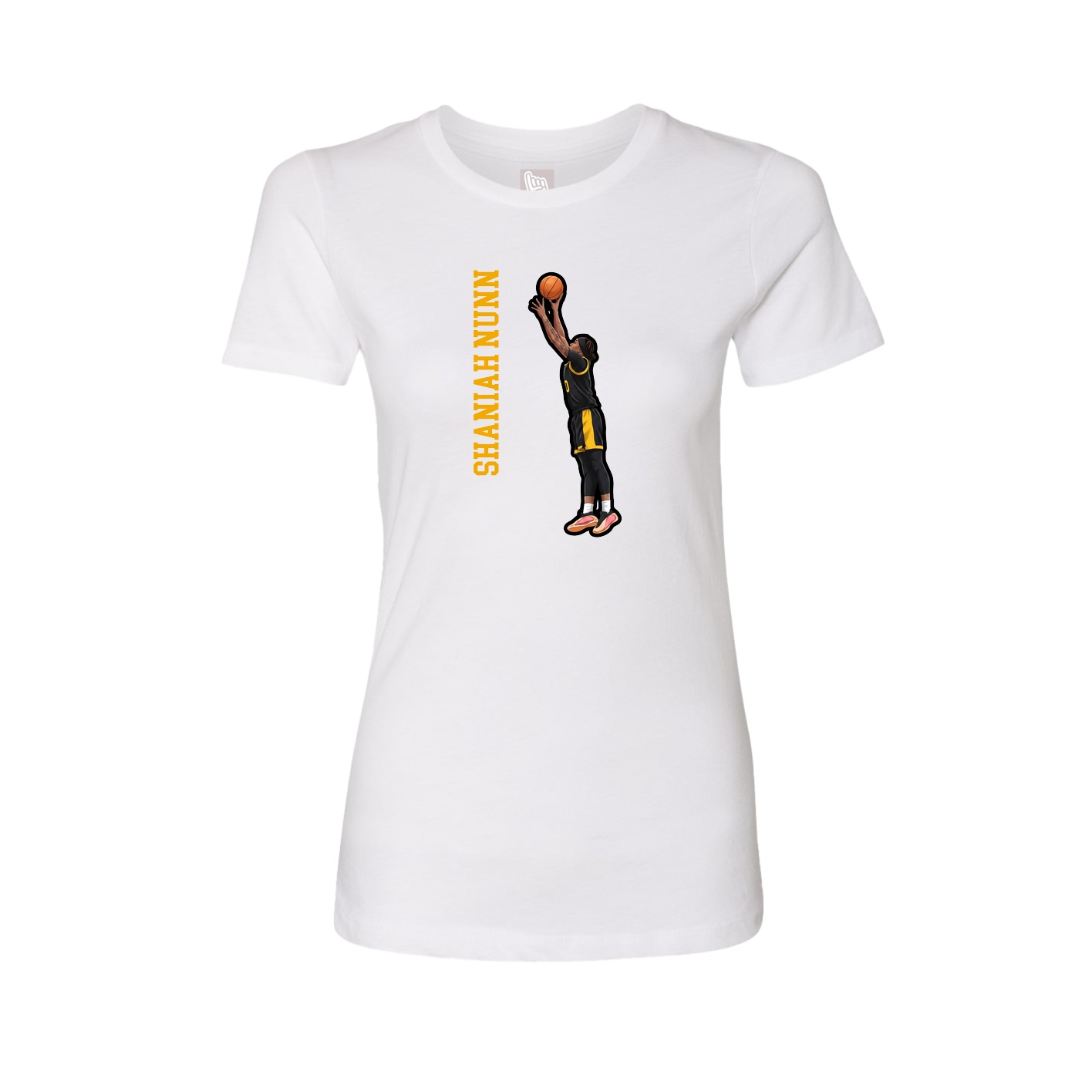 Womens Tee — Name Vertical in White