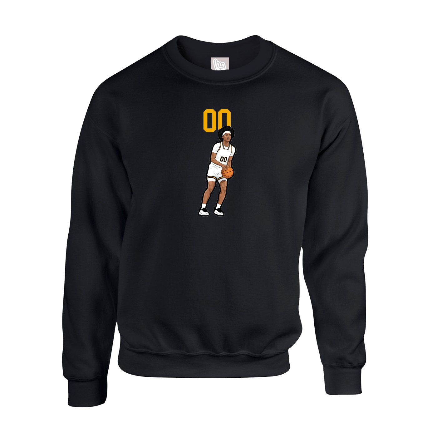 Fleece Crew — Number Top in Black