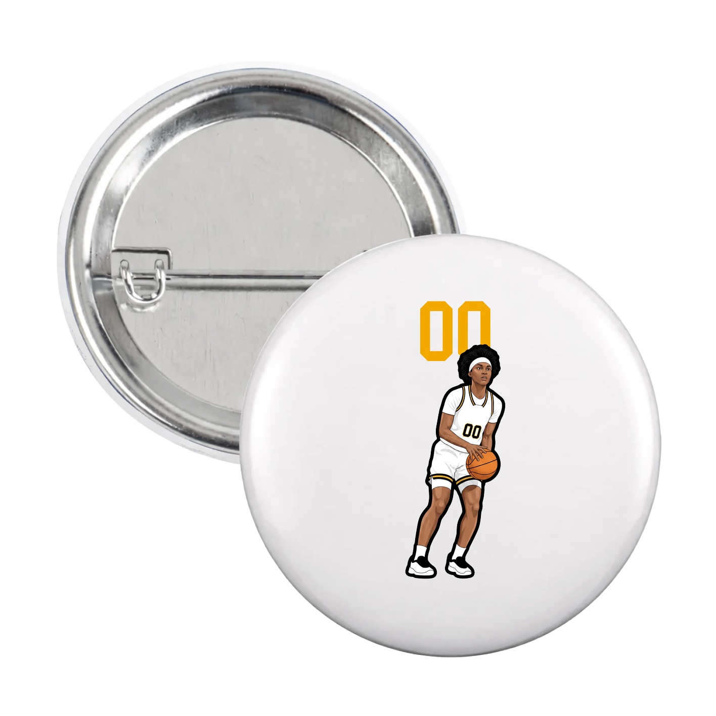 Game Day Button — Number Top in White