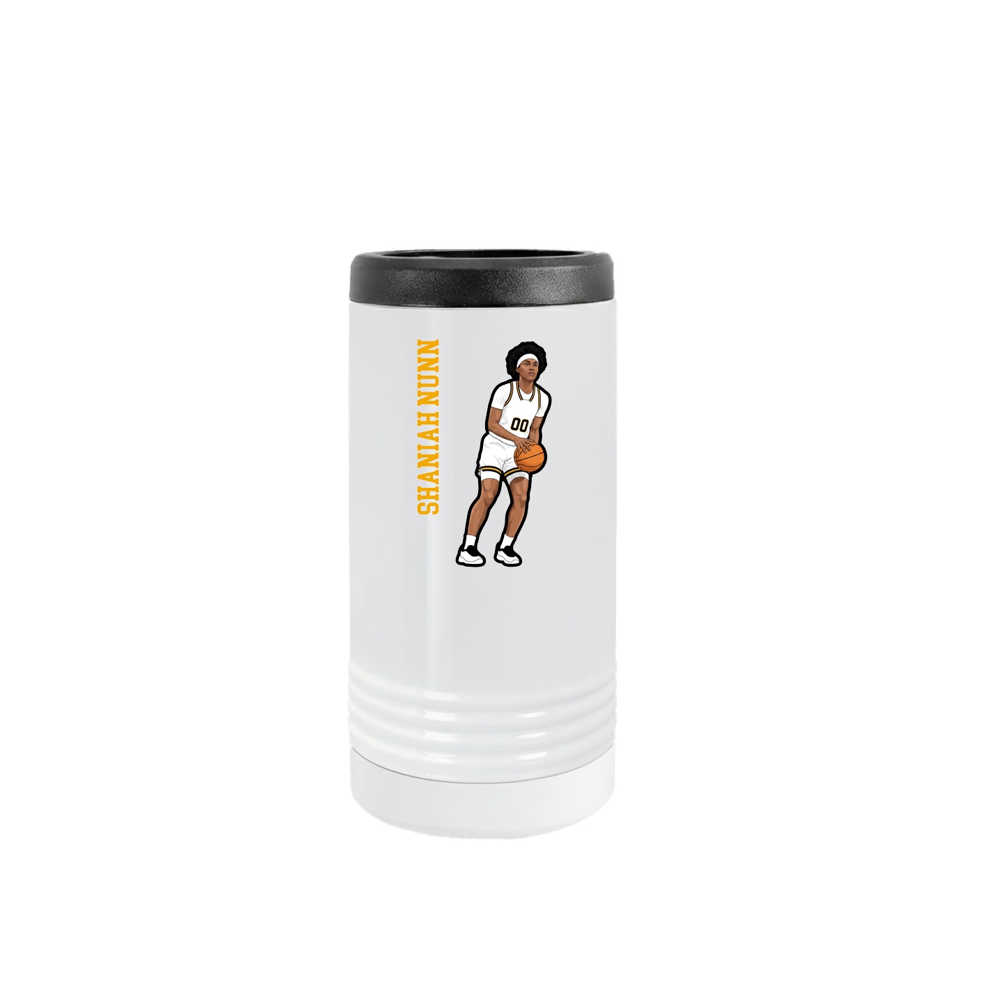 Slim Beverage Holder — Name Vertical in White