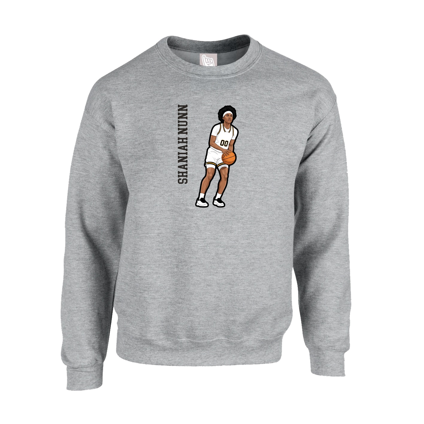 Fleece Crew — Name Vertical in Grey