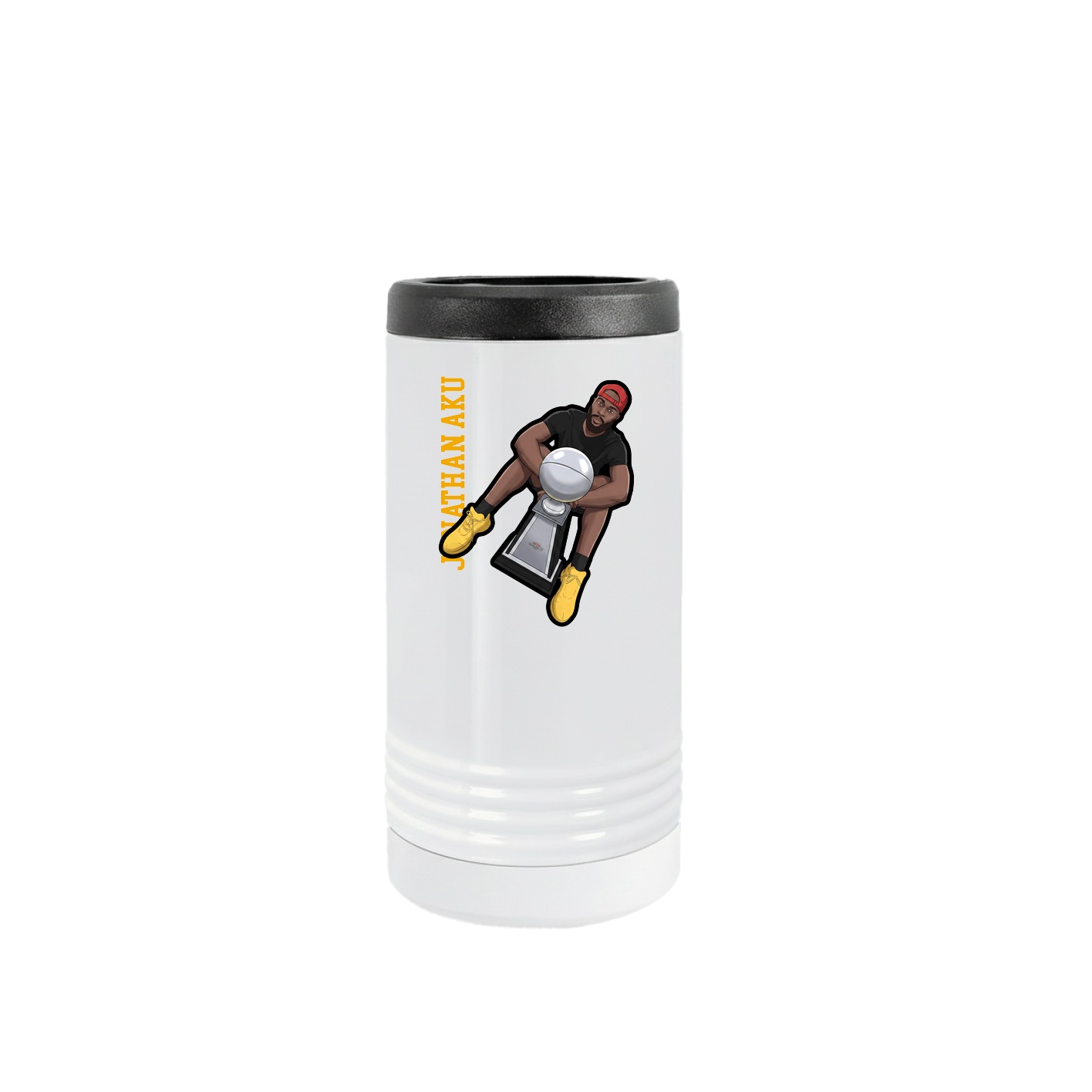 Slim Beverage Holder — Name Vertical in White