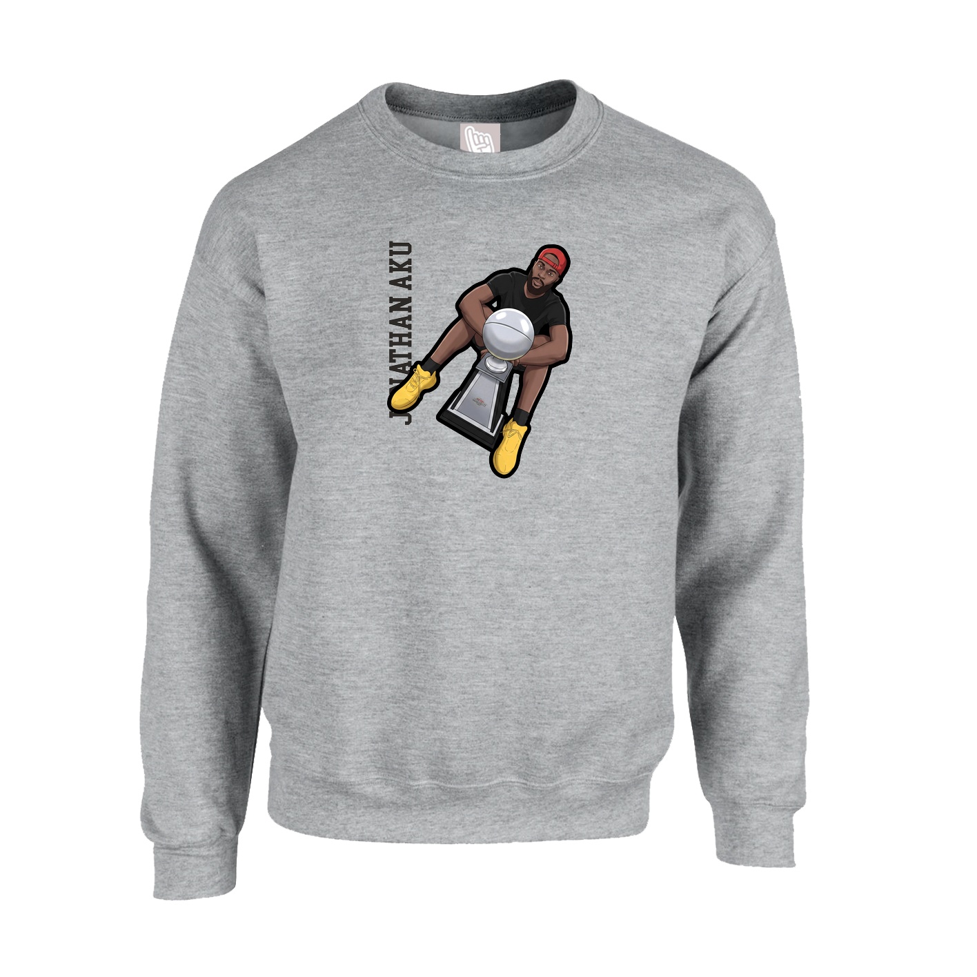 Fleece Crew — Name Vertical in Grey