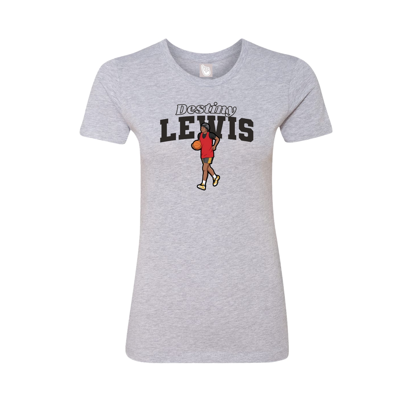 Fitted Women's Tee — Name Arch in Grey