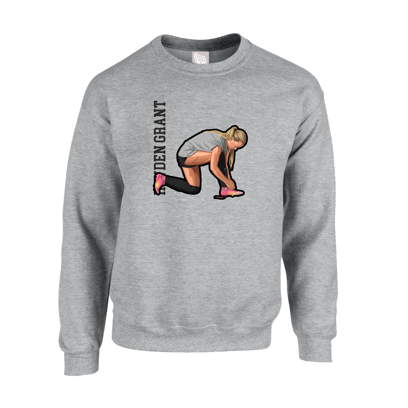 Fleece Crew — Name Vertical in Grey