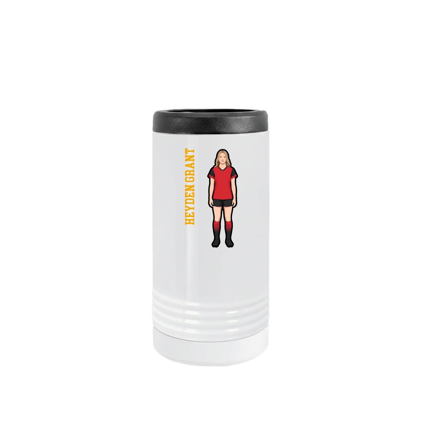 Slim Beverage Holder — Name Vertical in White