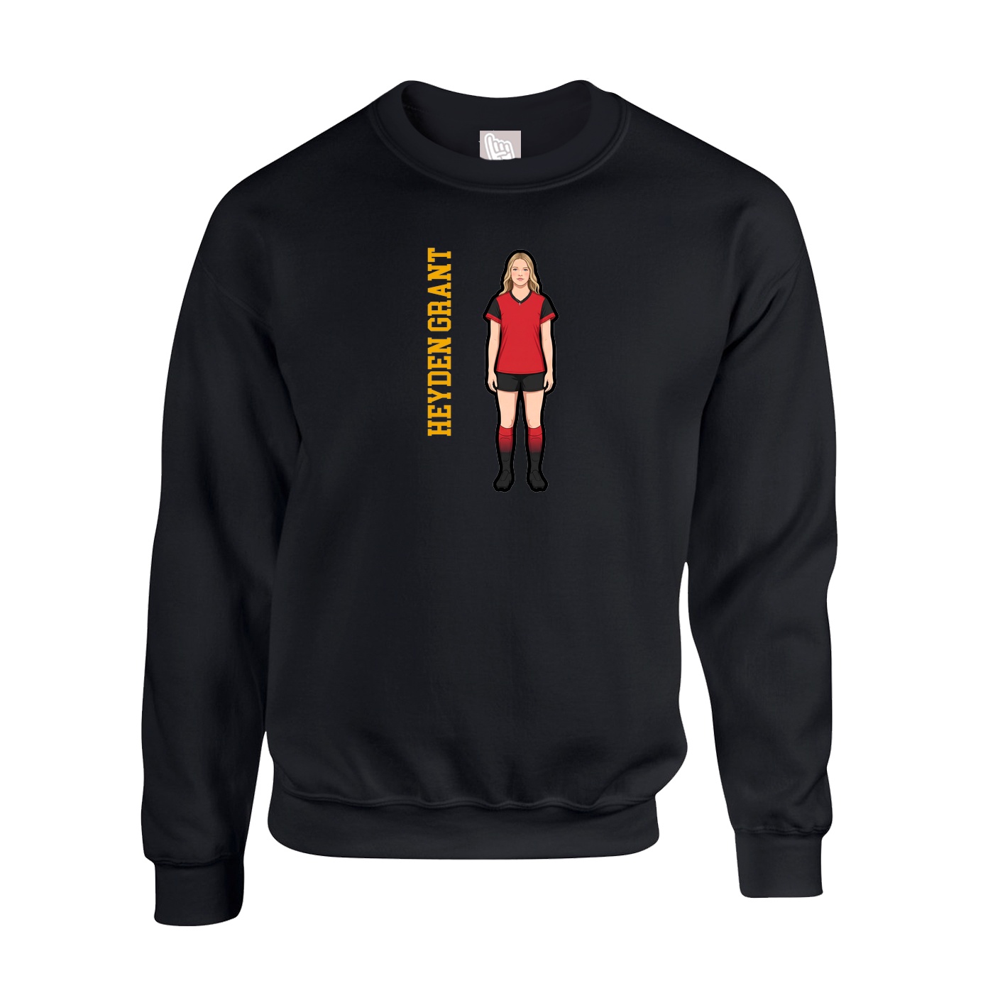 Fleece Crew — Name Vertical in Black