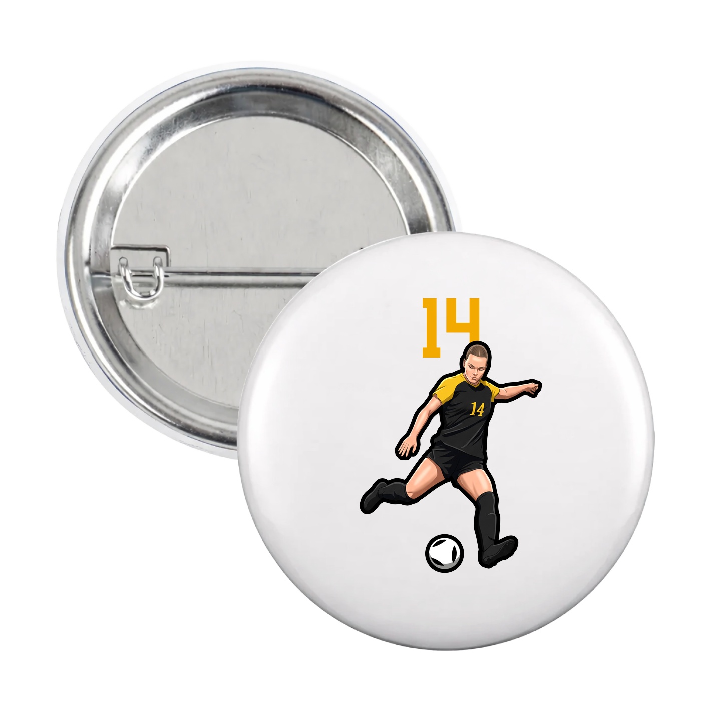 Game Day Button — Number Top in White