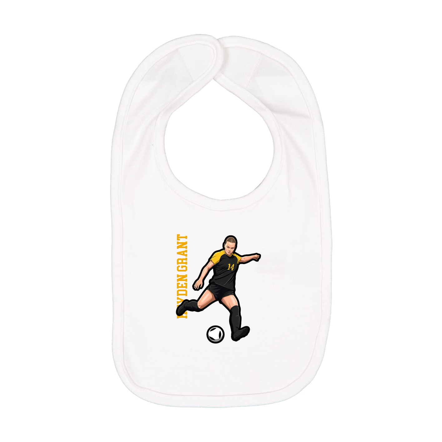 Infant Bib — Name Vertical in White
