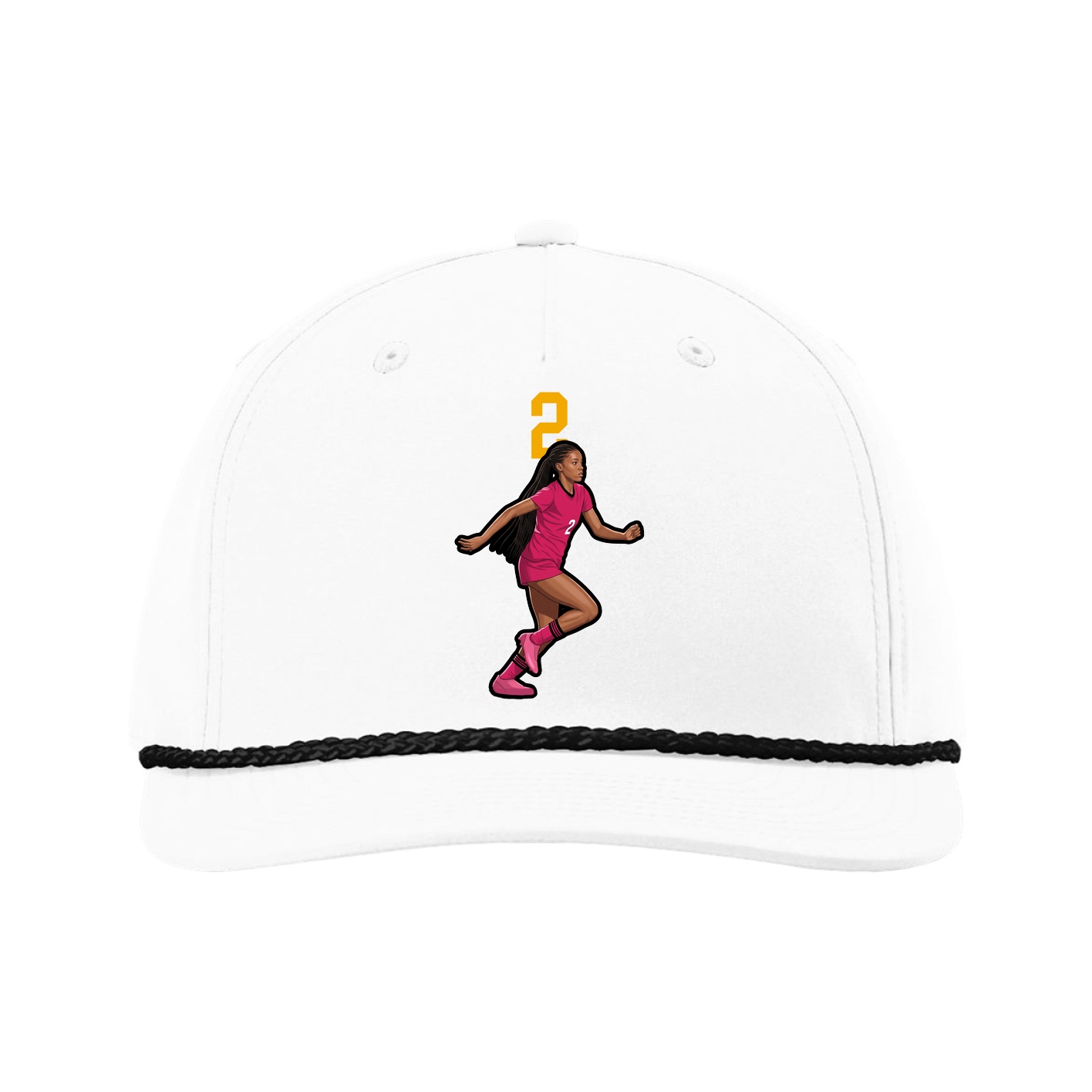 Five-Panel Classic Rope Cap — Number Top in White