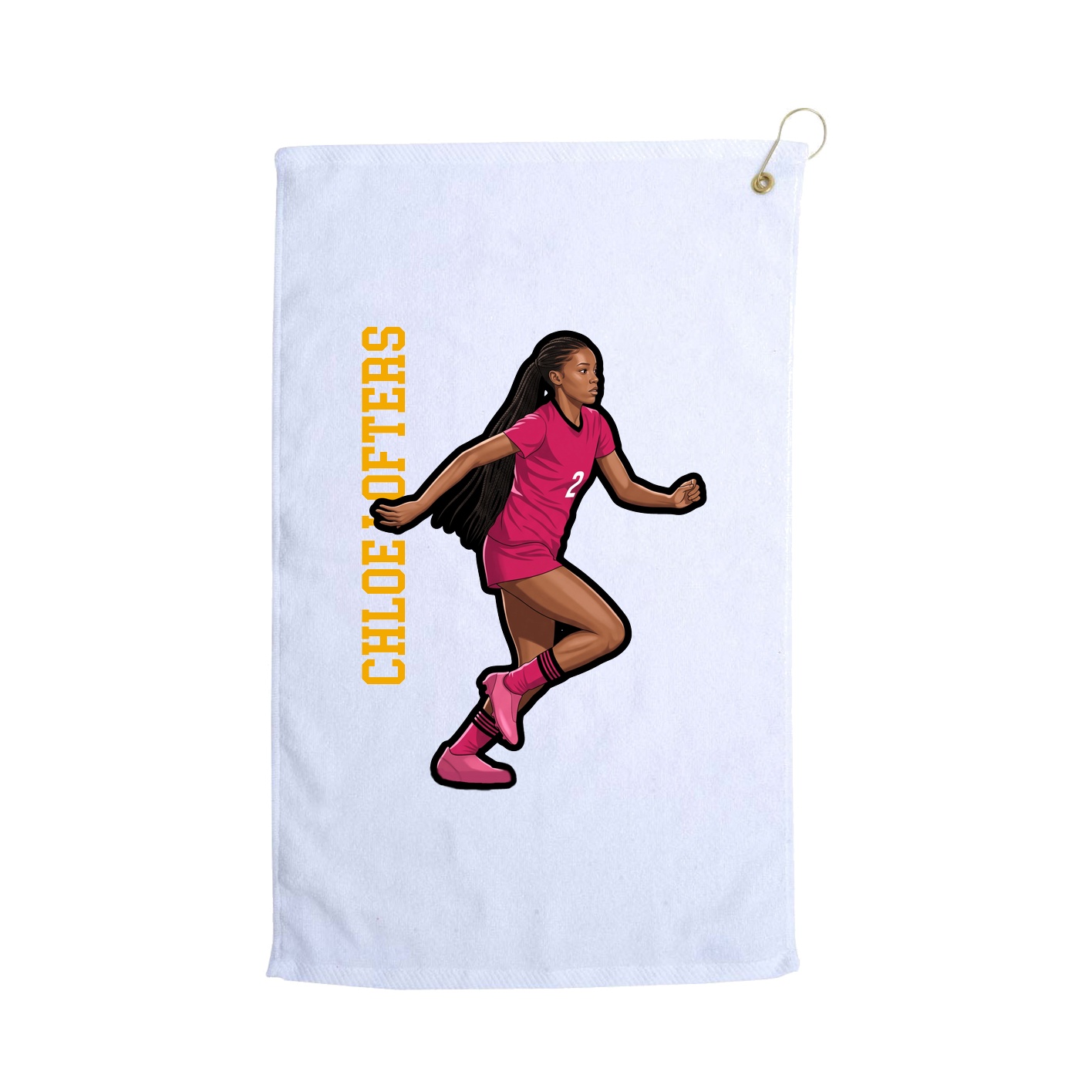 Golf Towel — Name Vertical in White