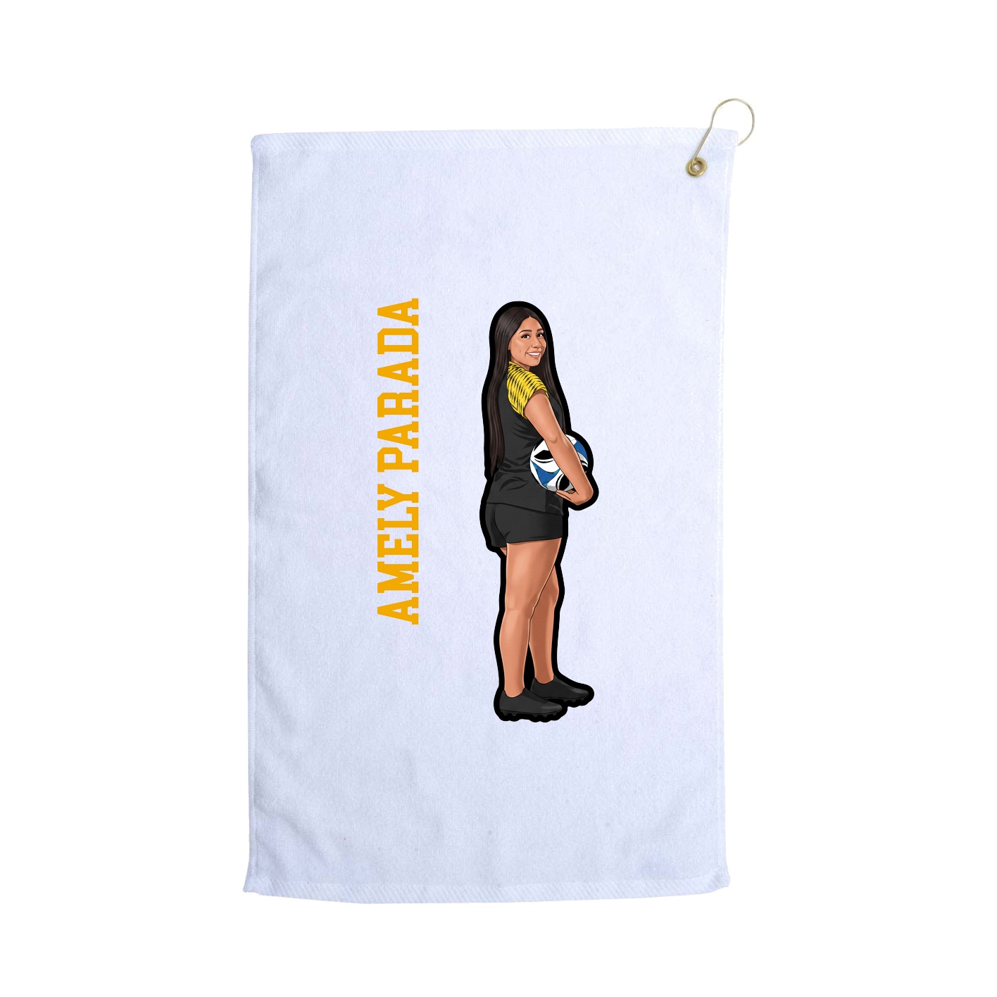 Golf Towel — Name Vertical in White