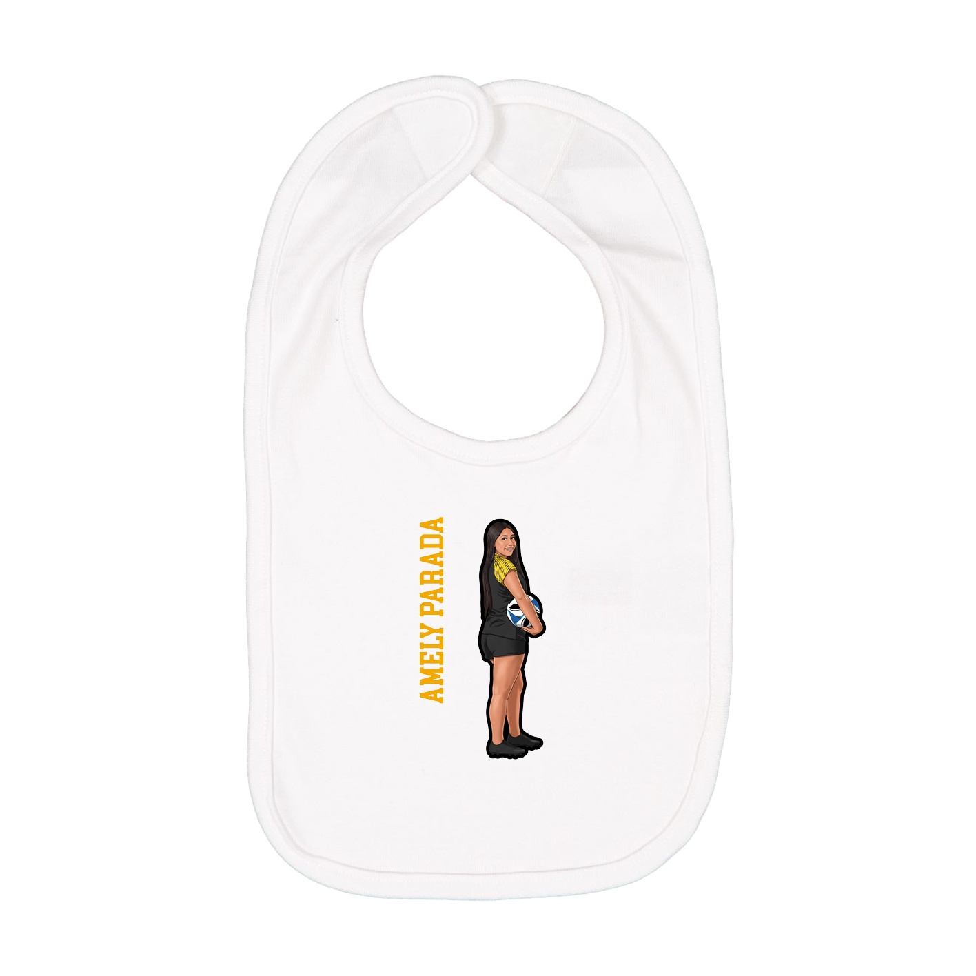 Infant Bib — Name Vertical in White