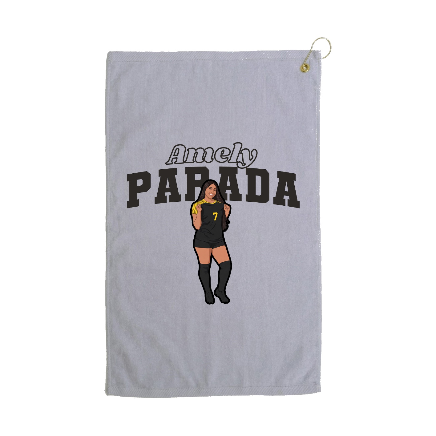 Golf Towel — Name Arch in Grey