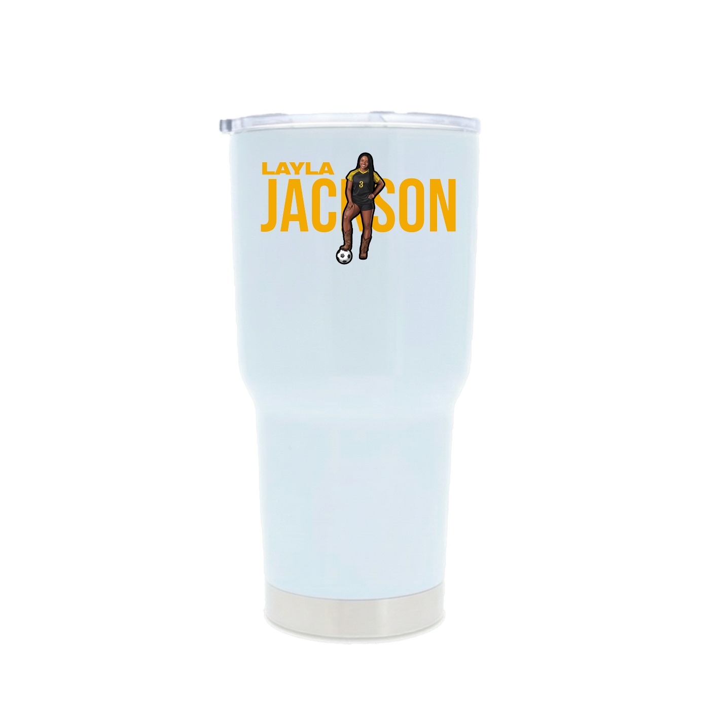 30oz Stainless Steel Tumbler — Player Name in White