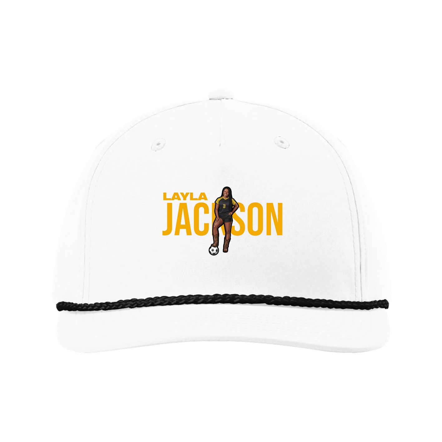 Five-Panel Classic Rope Cap — Player Name in White