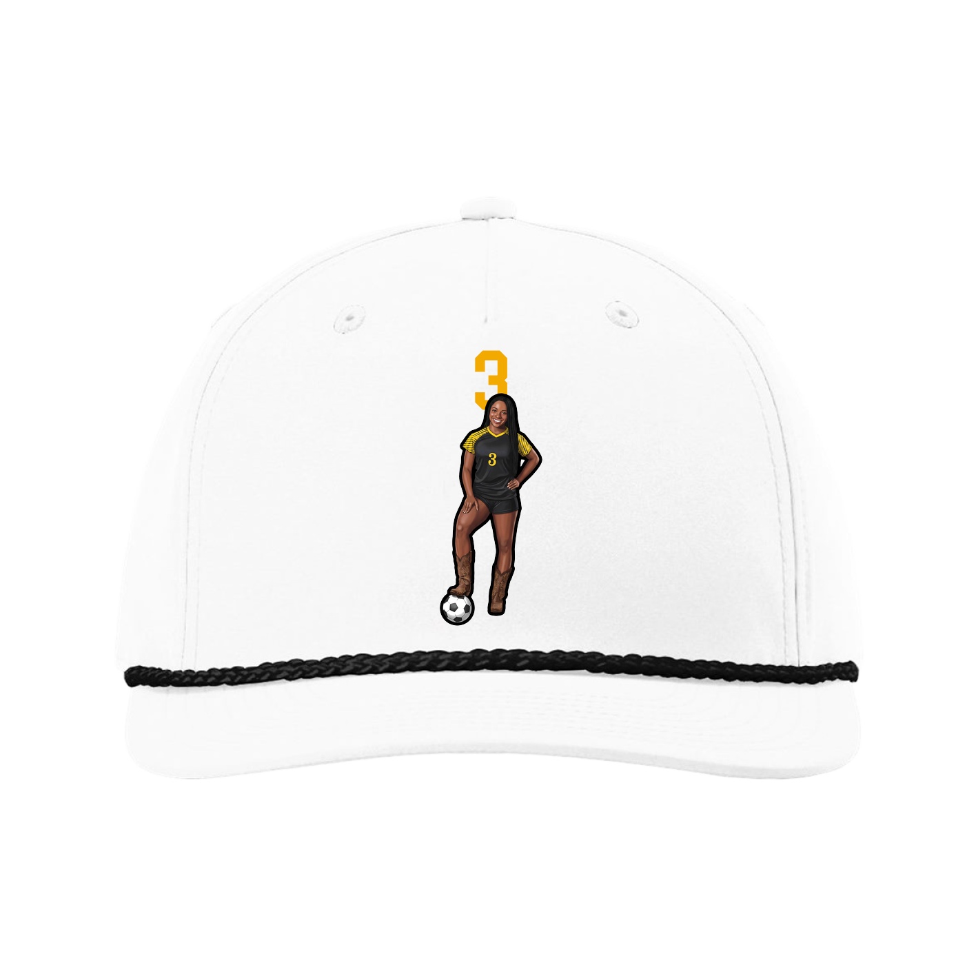 Five-Panel Classic Rope Cap — Number Top in White