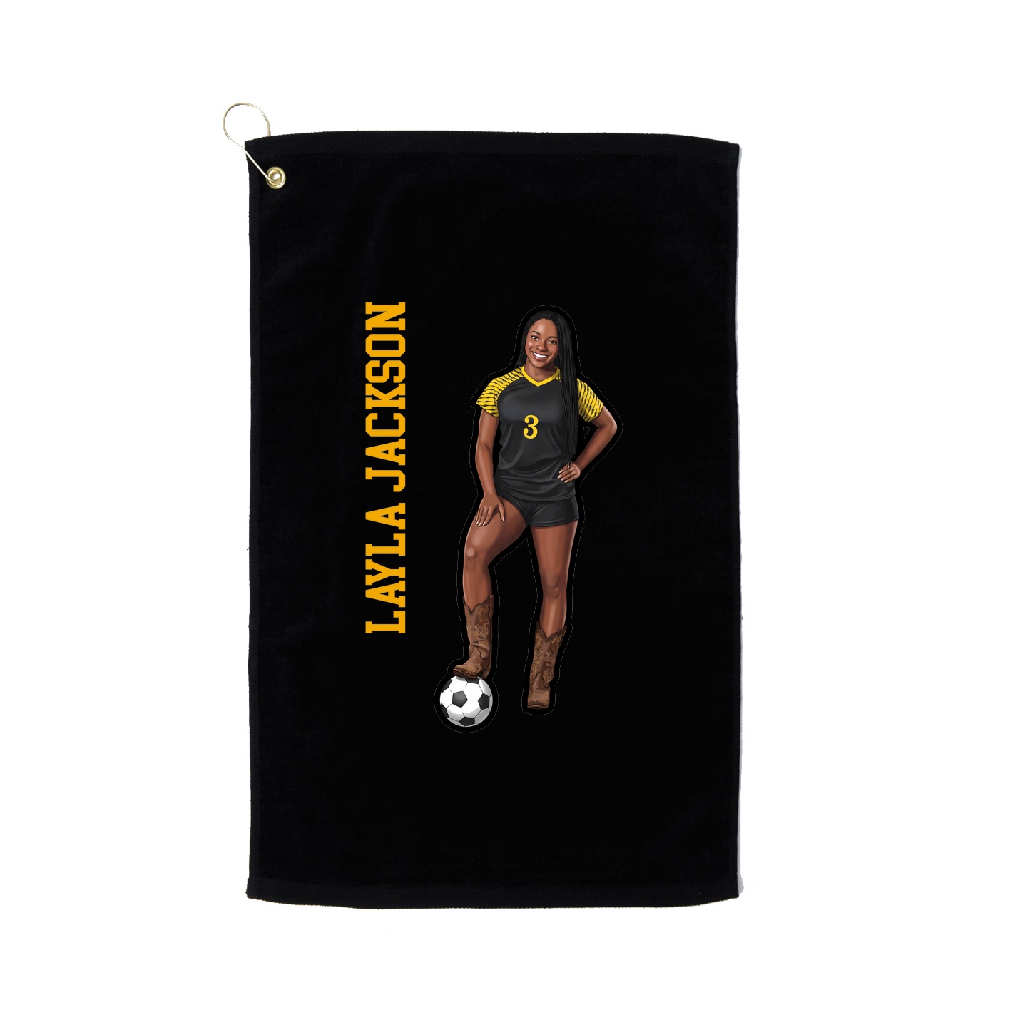 Golf Towel — Name Vertical in Black
