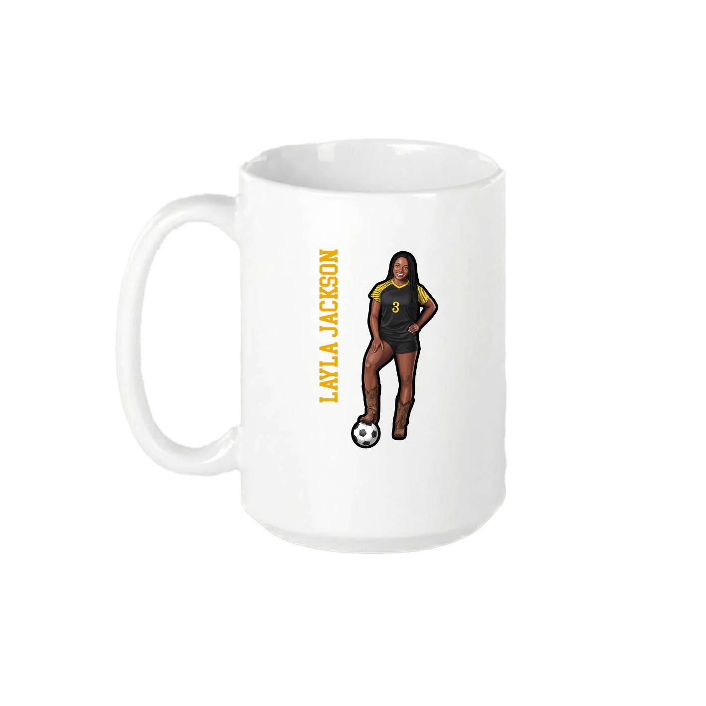 15oz Coffee Mug — Name Vertical in White