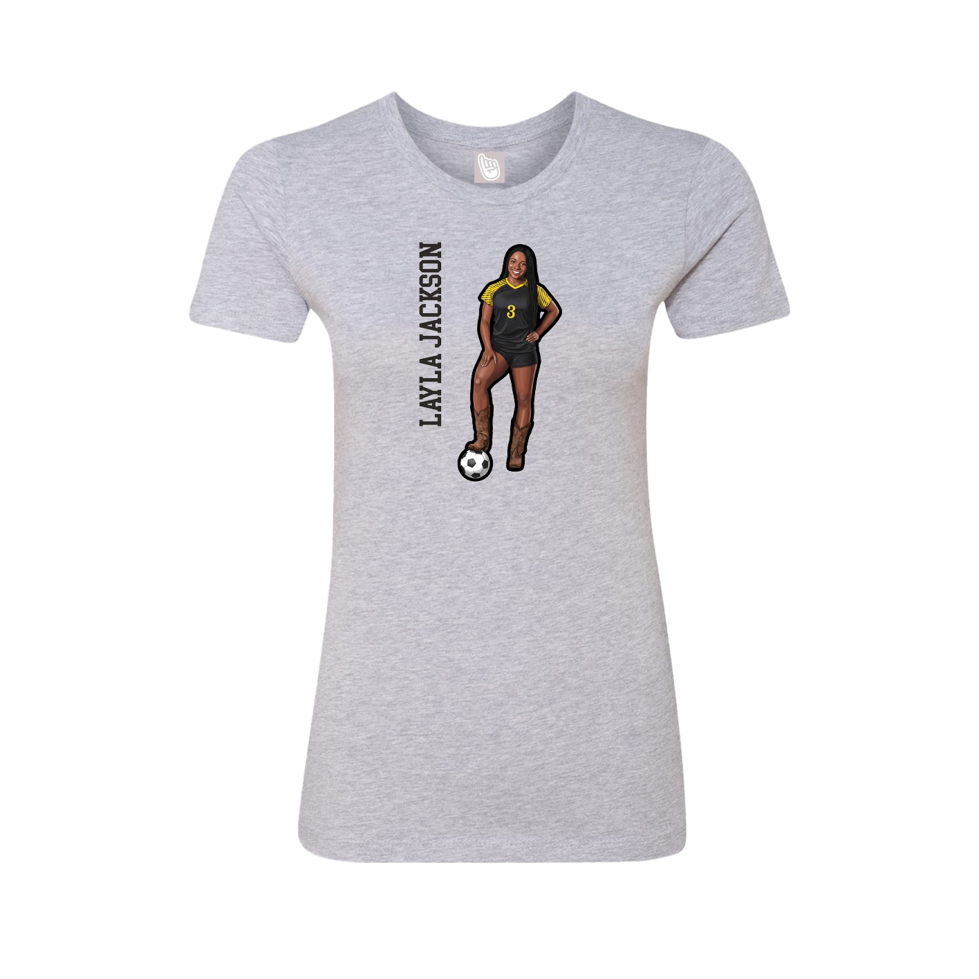 Fitted Women's Tee — Name Vertical in Grey