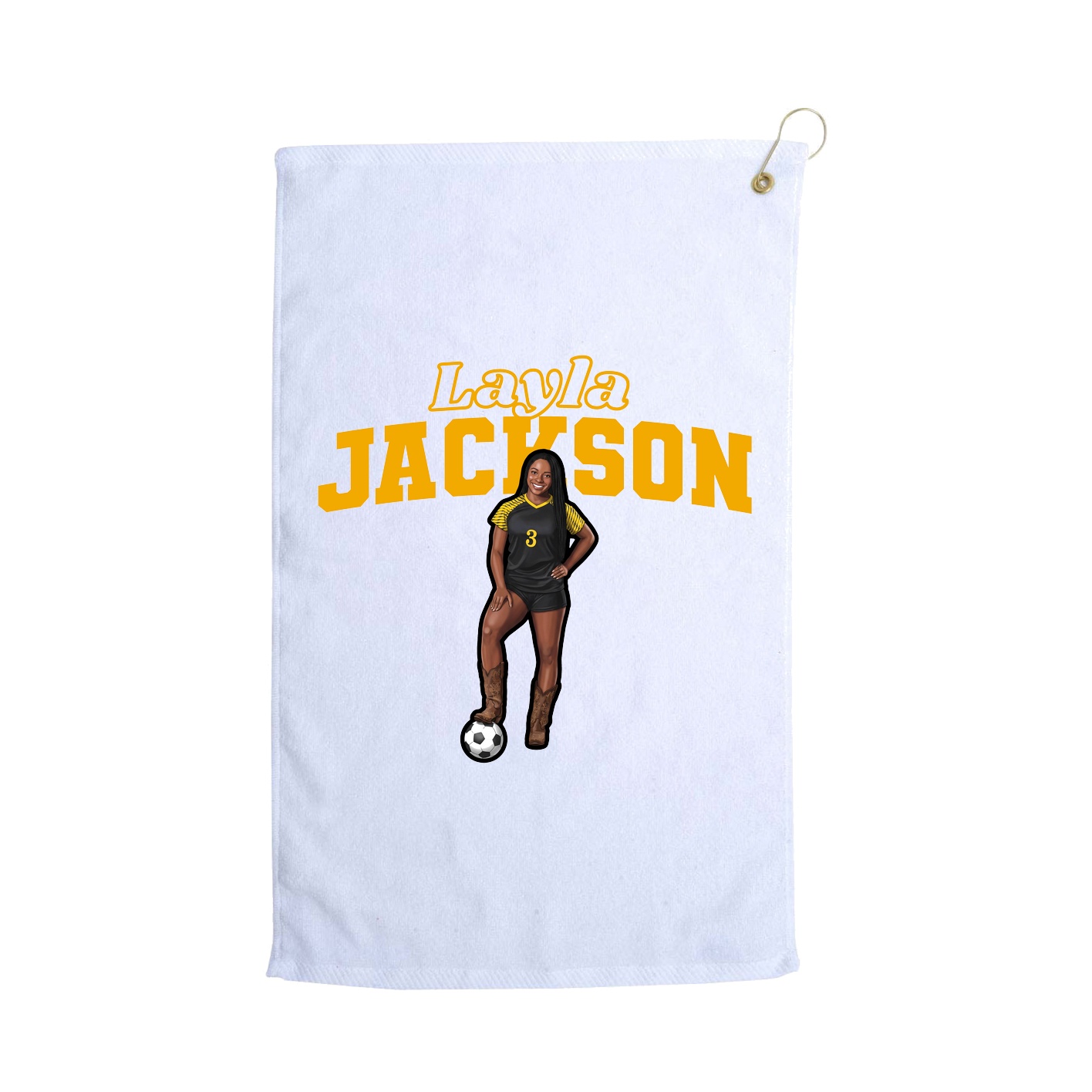 Golf Towel — Name Arch in White