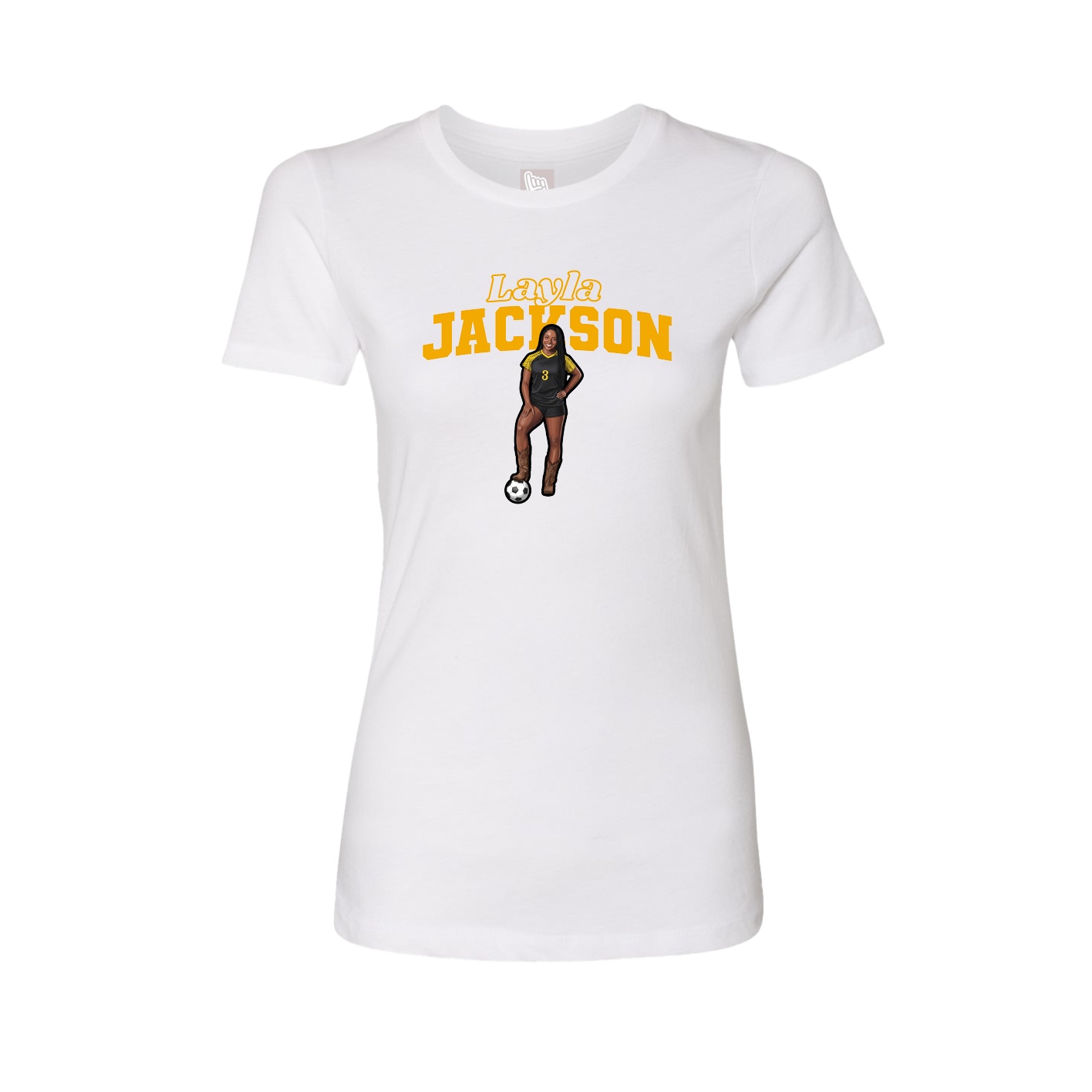 Fitted Women's Tee — Name Arch in White