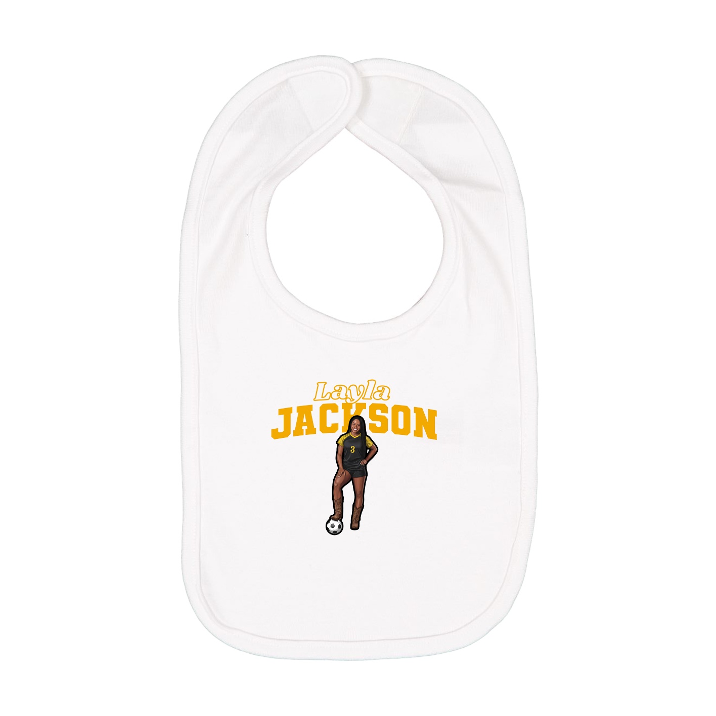Infant Bib — Name Arch in White