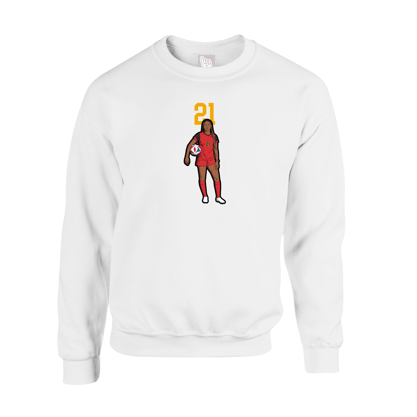 Fleece Crew — Number Top in White
