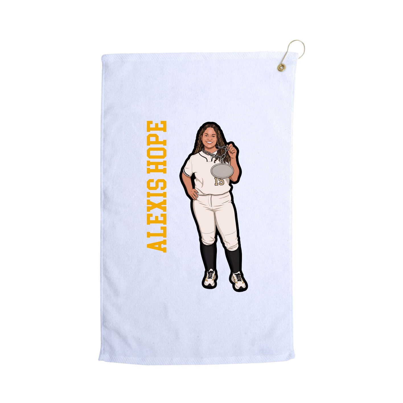Golf Towel — Name Vertical in White