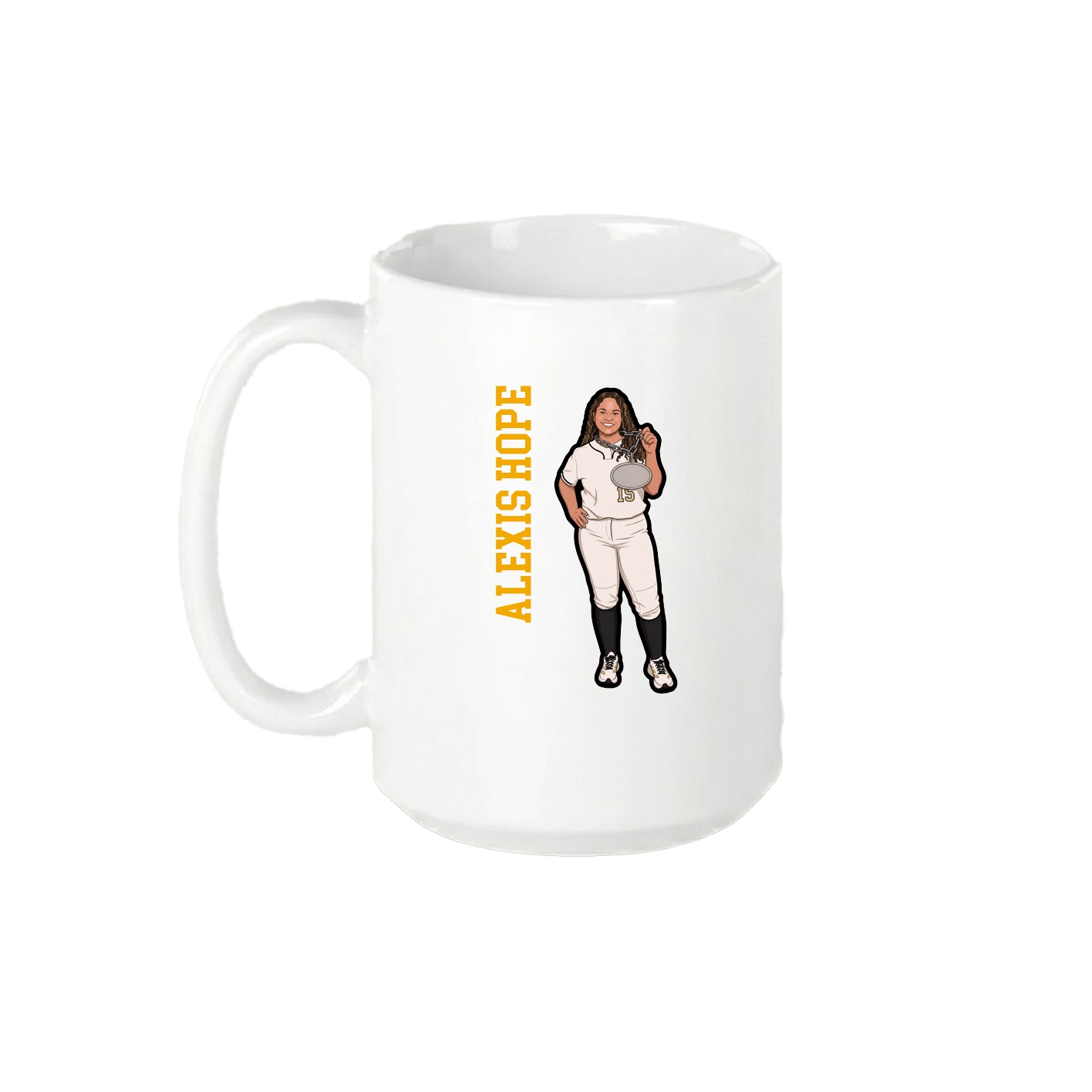 15oz Coffee Mug — Name Vertical in White