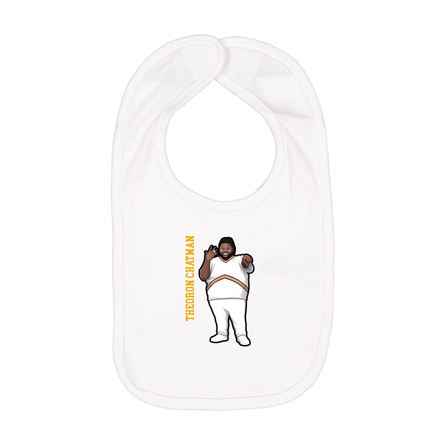 Infant Bib — Name Vertical in White