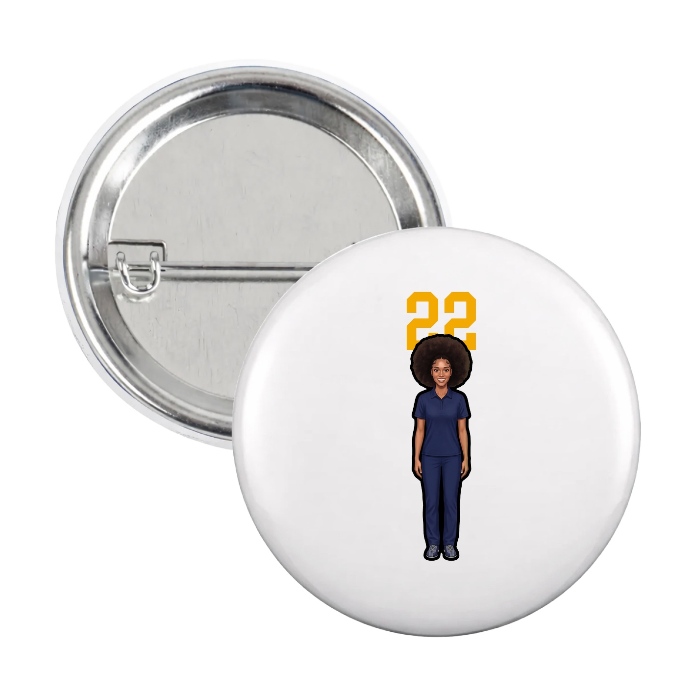 Game Day Button — Number Top in White