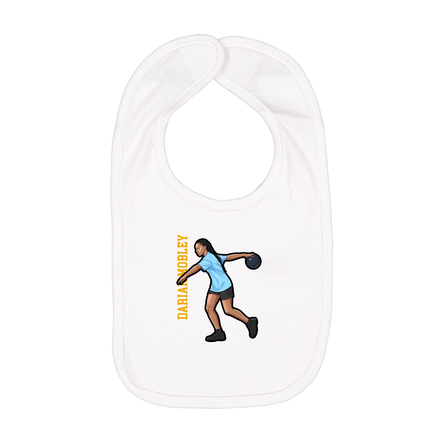Infant Bib — Name Vertical in White