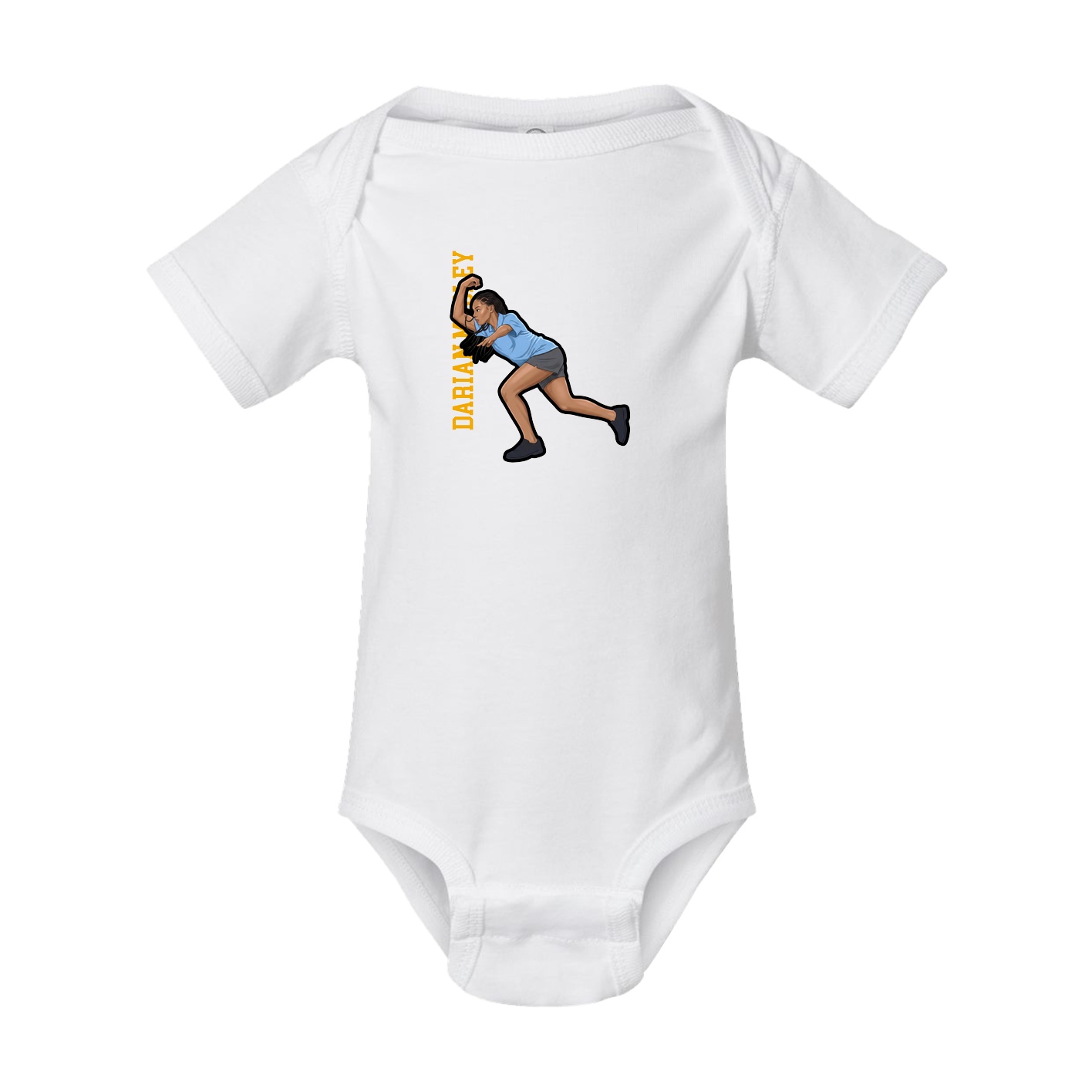 Baby Onesie — Name Vertical in White