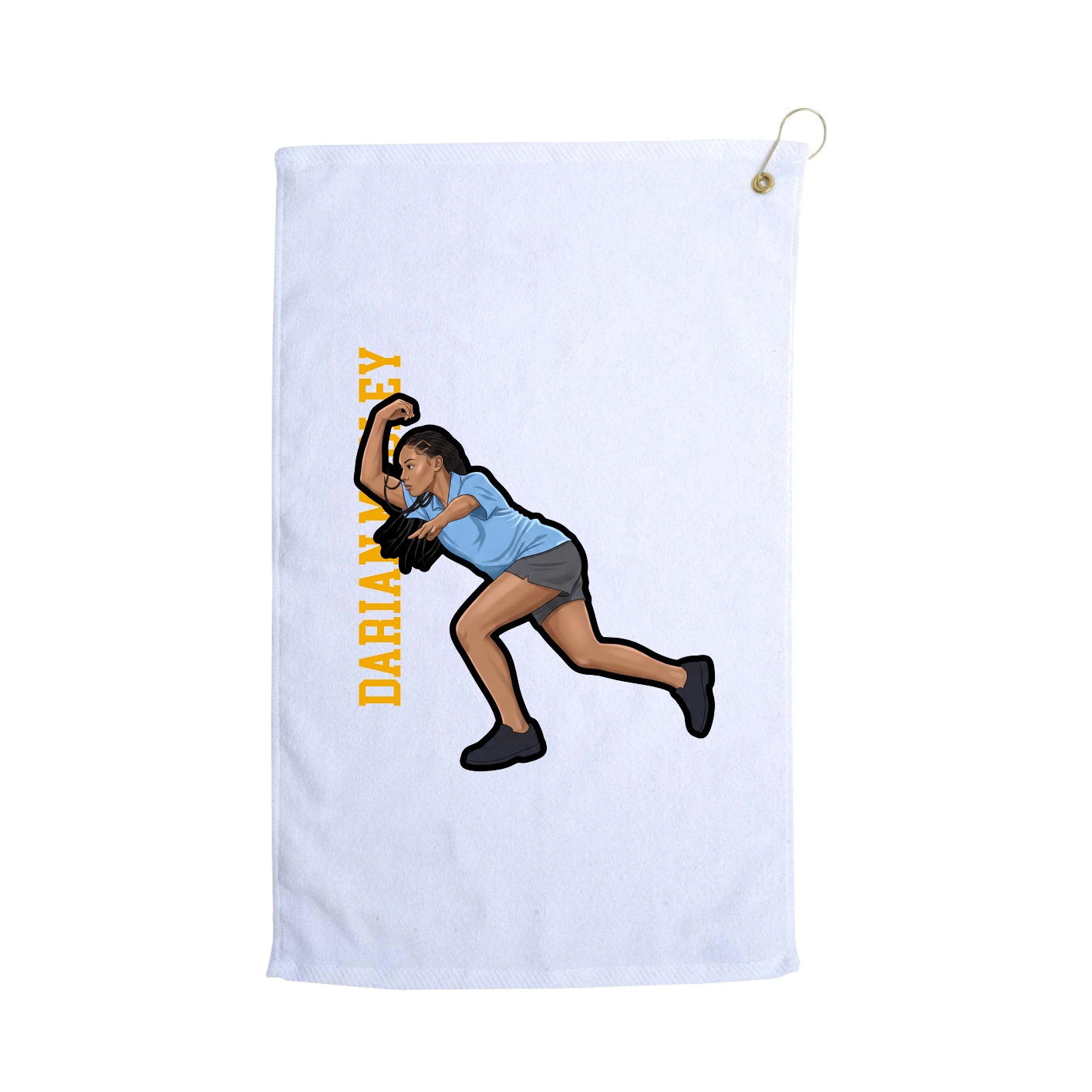 Golf Towel — Name Vertical in White