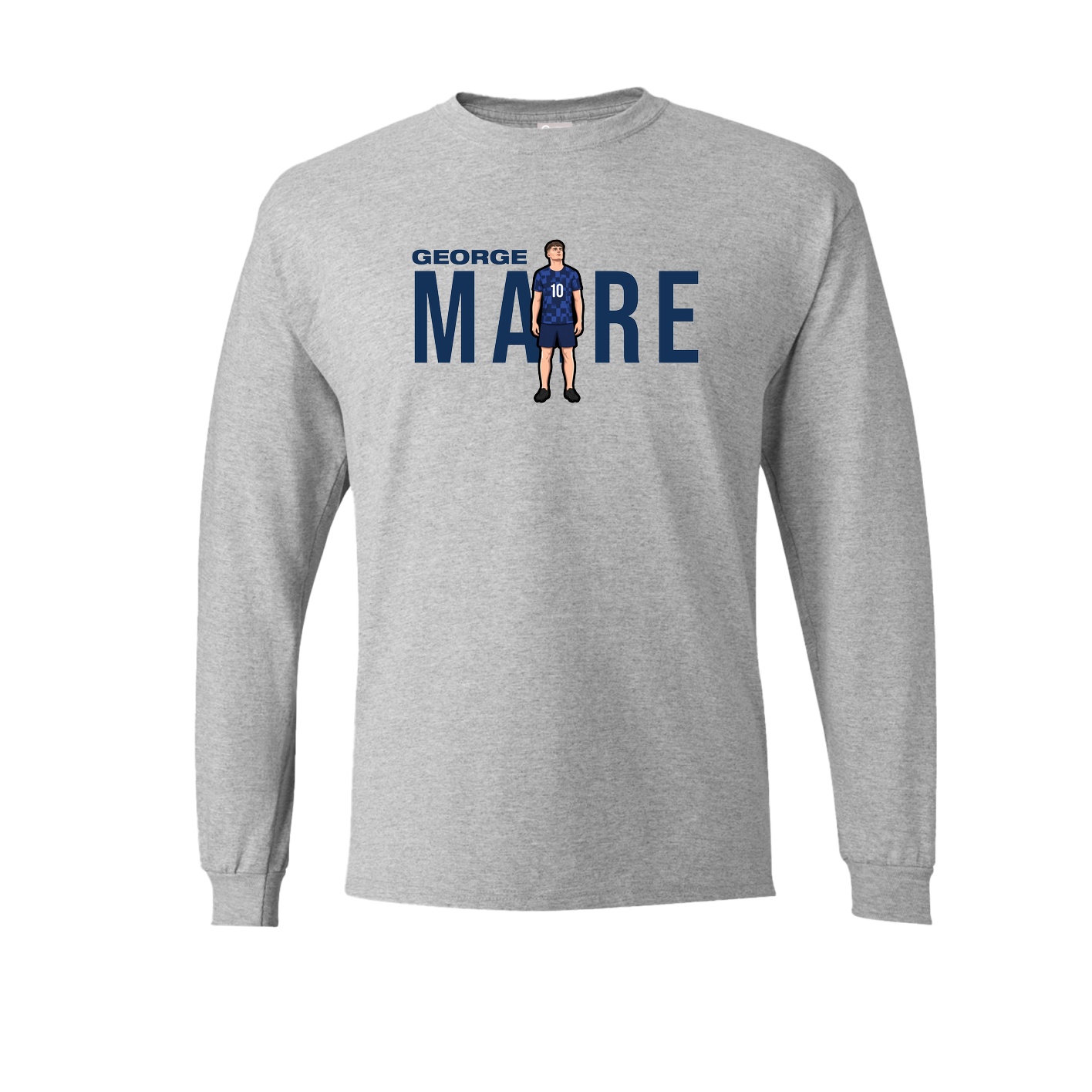 Long Sleeve Tee — Player Name in Grey